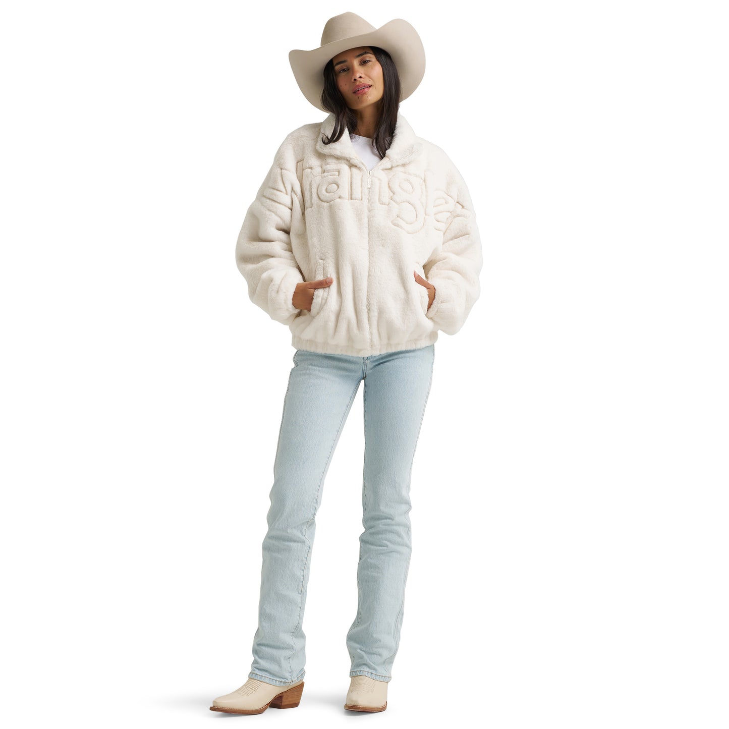 Wrangler Ladies Retro® White Logo Faux Fur Jacket 112382726