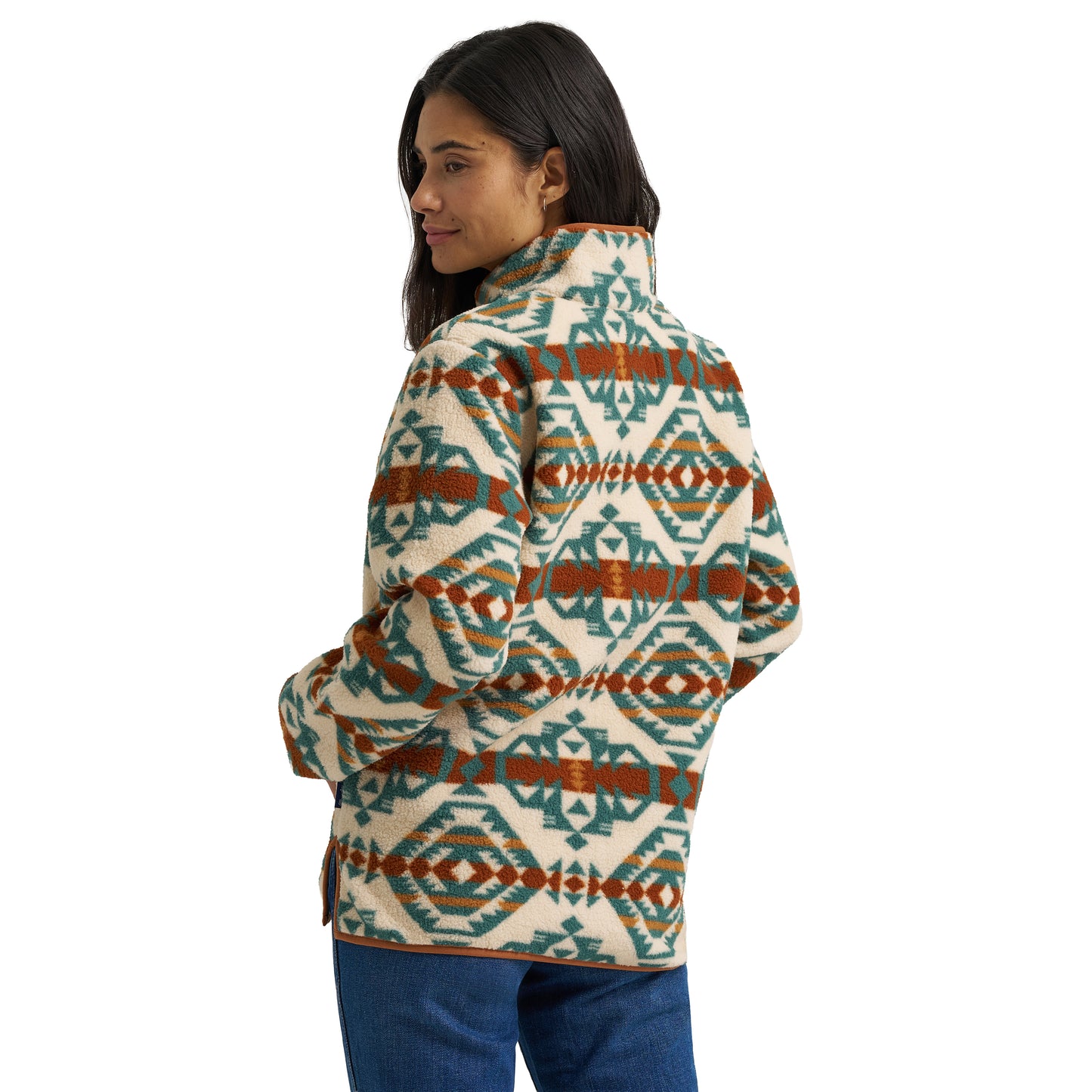 Wrangler Ladies Retro® Vintage Turquoise Print Sherpa Zip Pullover 112382729