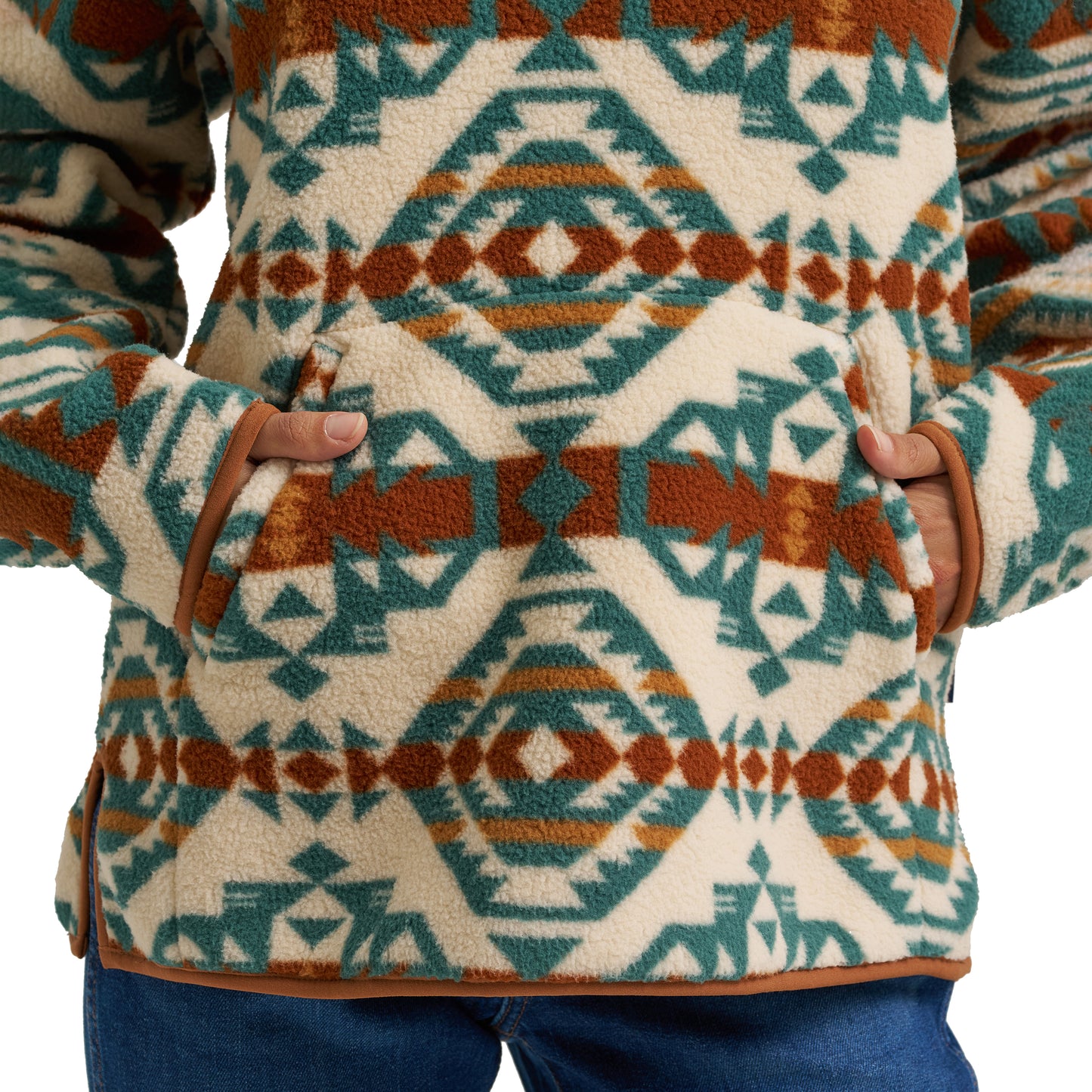 Wrangler Ladies Retro® Vintage Turquoise Print Sherpa Zip Pullover 112382729