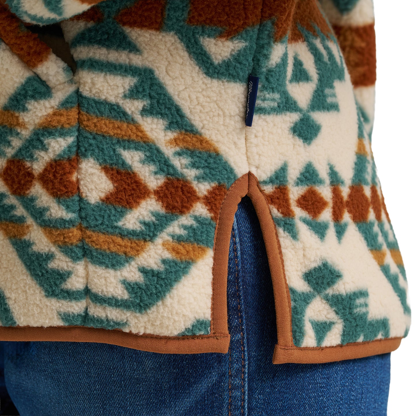 Wrangler Ladies Retro® Vintage Turquoise Print Sherpa Zip Pullover 112382729