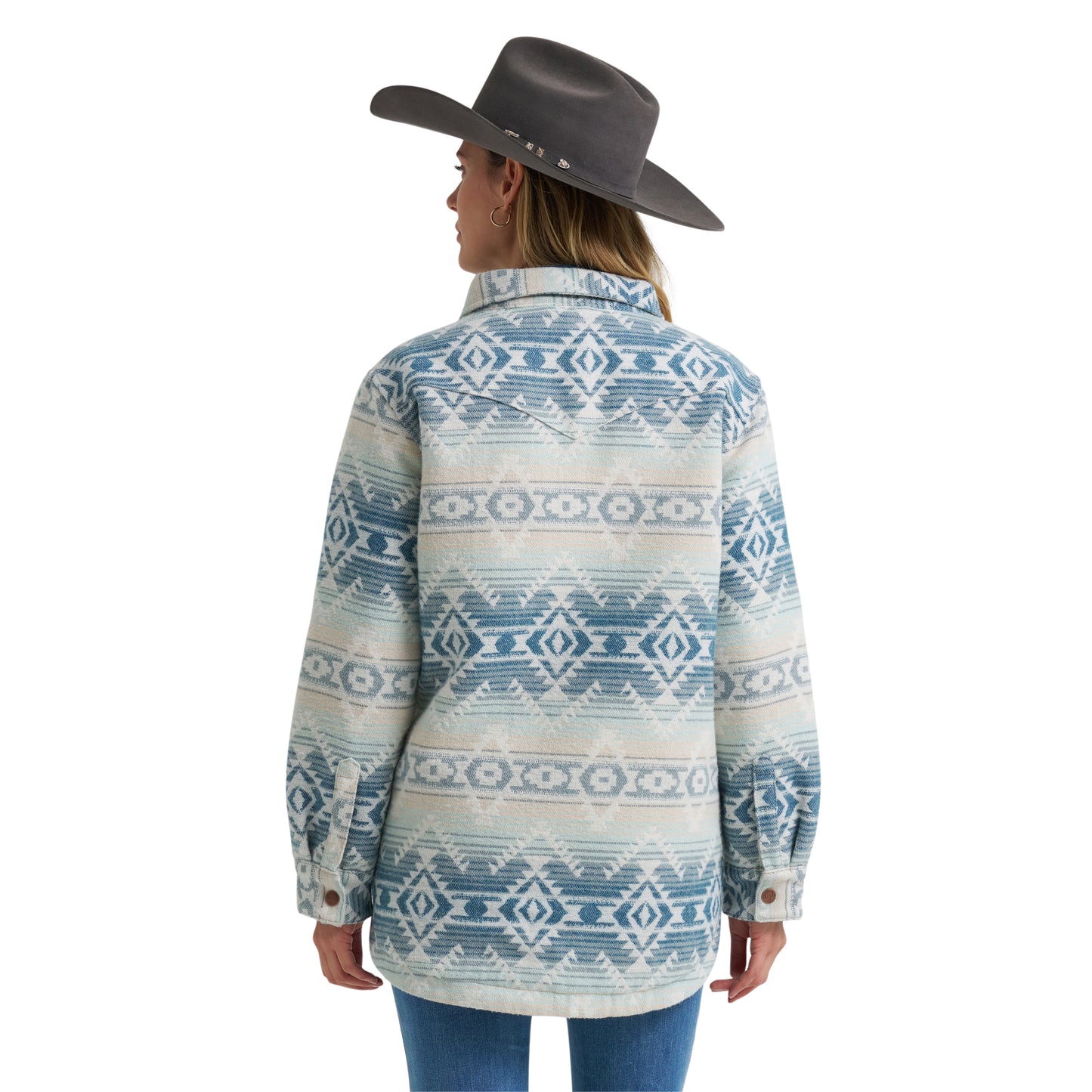Wrangler Ladies Retro Blue Lined Jacquard Shacket 112382779