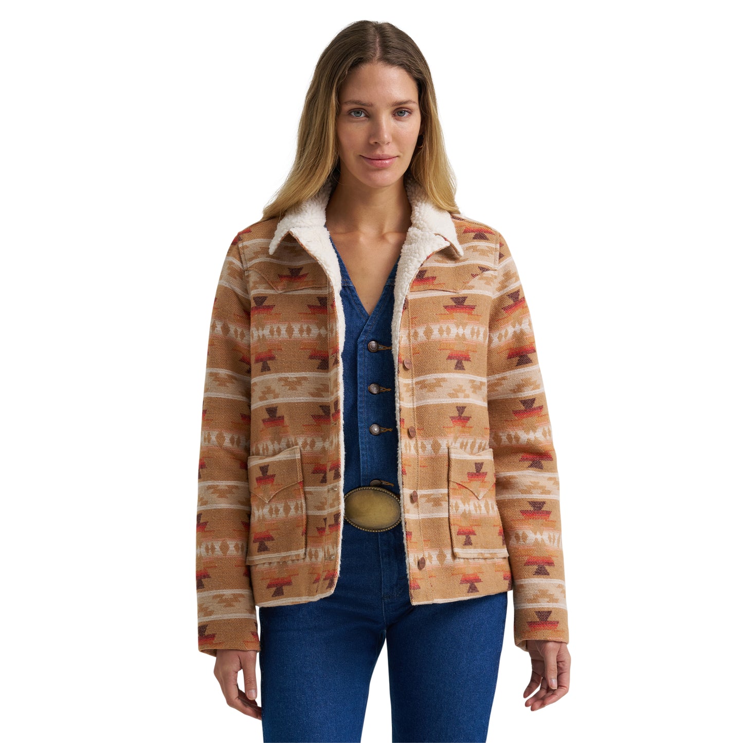 Wrangler Ladies Retro Tan Jaquard Coat 112382786
