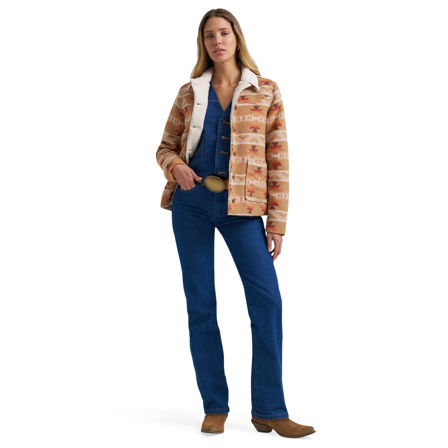 Wrangler Ladies Retro Tan Jaquard Coat 112382786