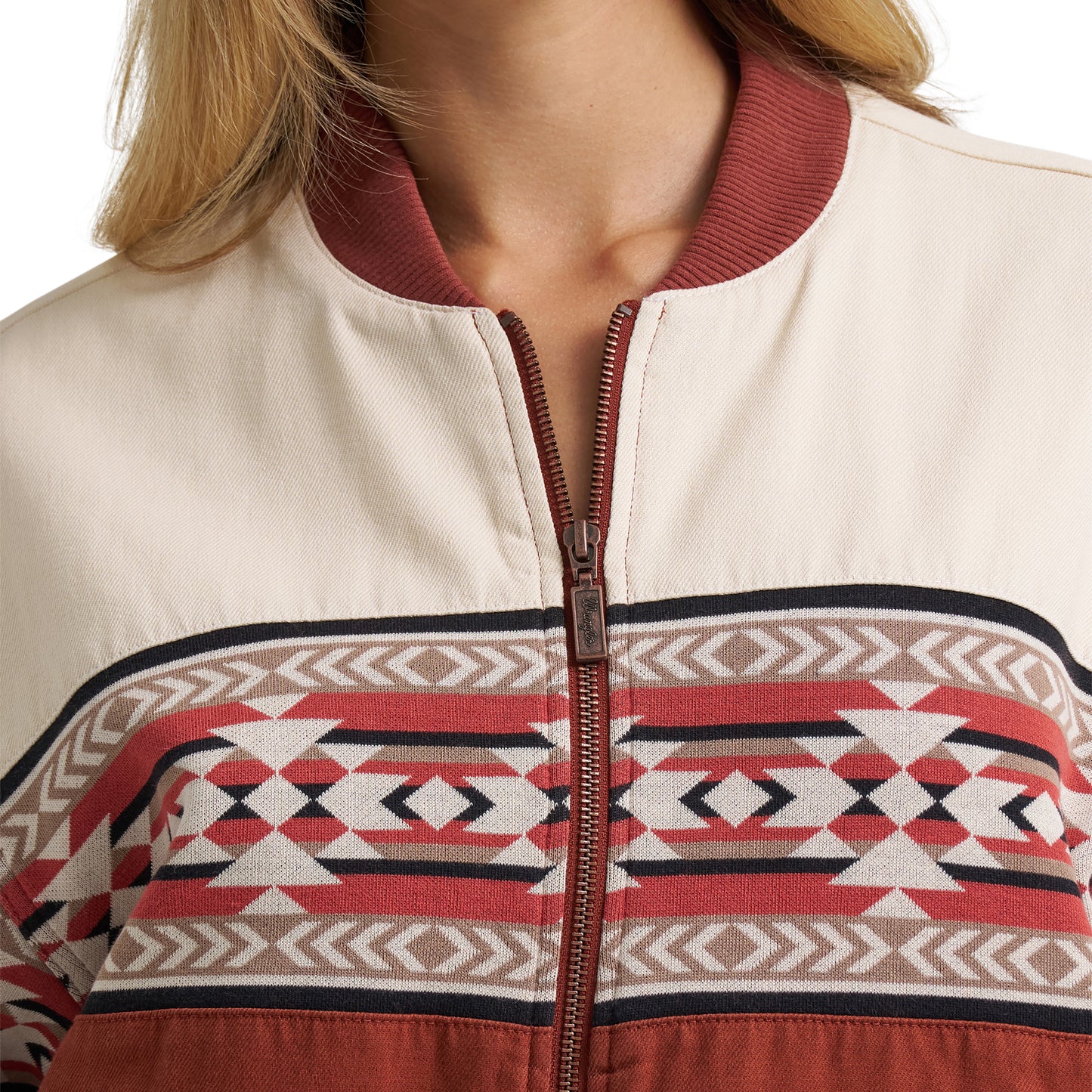 Wrangler Ladies Cream Southwest Border Print Bomber Jacket 112382791
