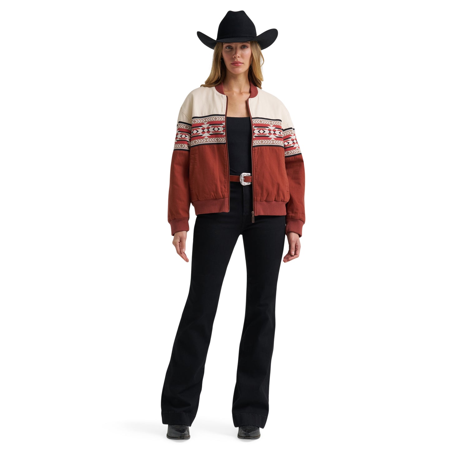 Wrangler Ladies Cream Southwest Border Print Bomber Jacket 112382791