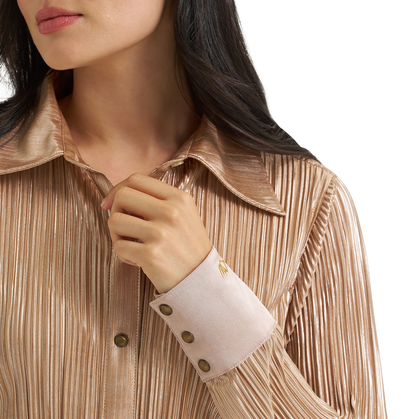 rose gold dress shirt Lumina Sequin Shirt Dress - Rose Gold