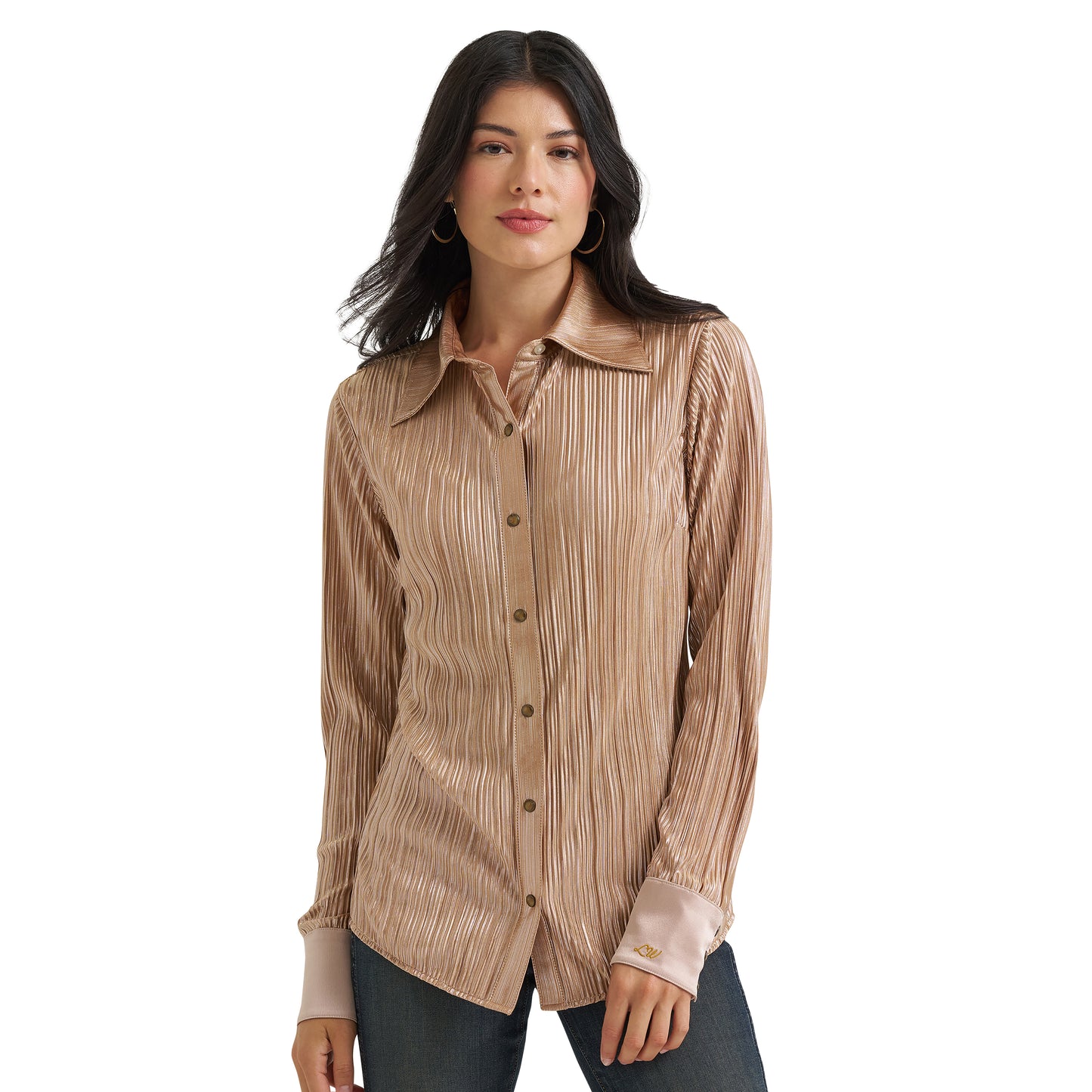 Wrangler X Lainey Wilson Ladies Rose Gold Snap Shirt 112382814