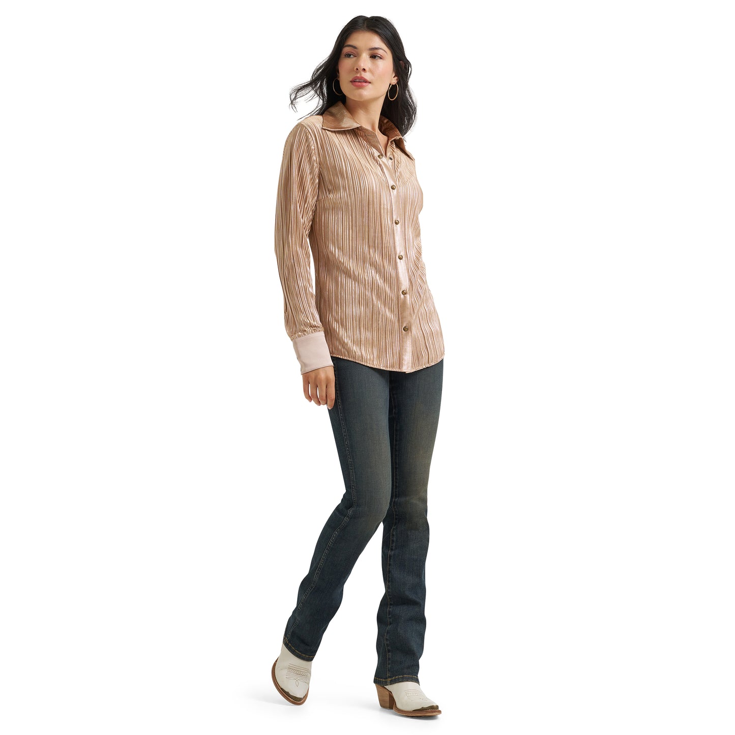 Wrangler X Lainey Wilson Ladies Rose Gold Snap Shirt 112382814