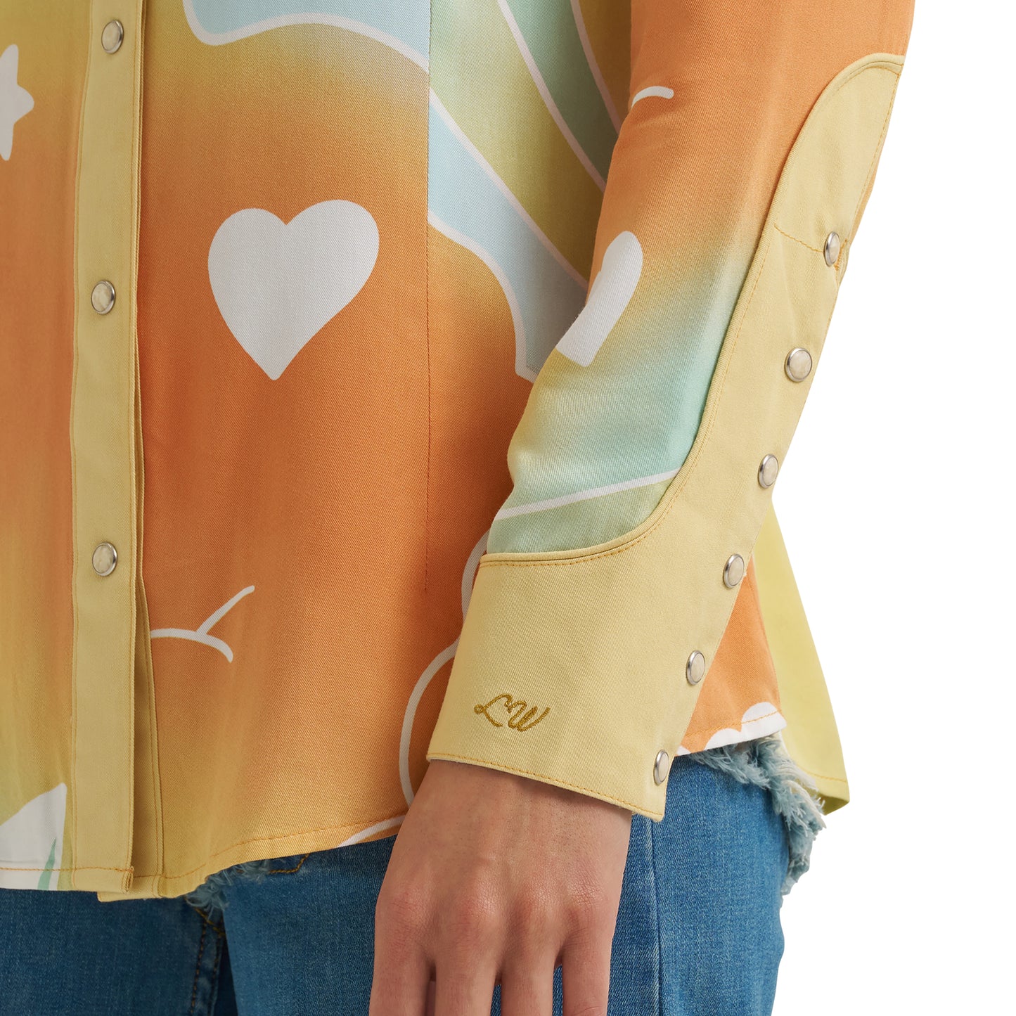 Wrangler X Lainey Wilson Ladies Butter Yellow Multicolor Snap Shirt 112382833