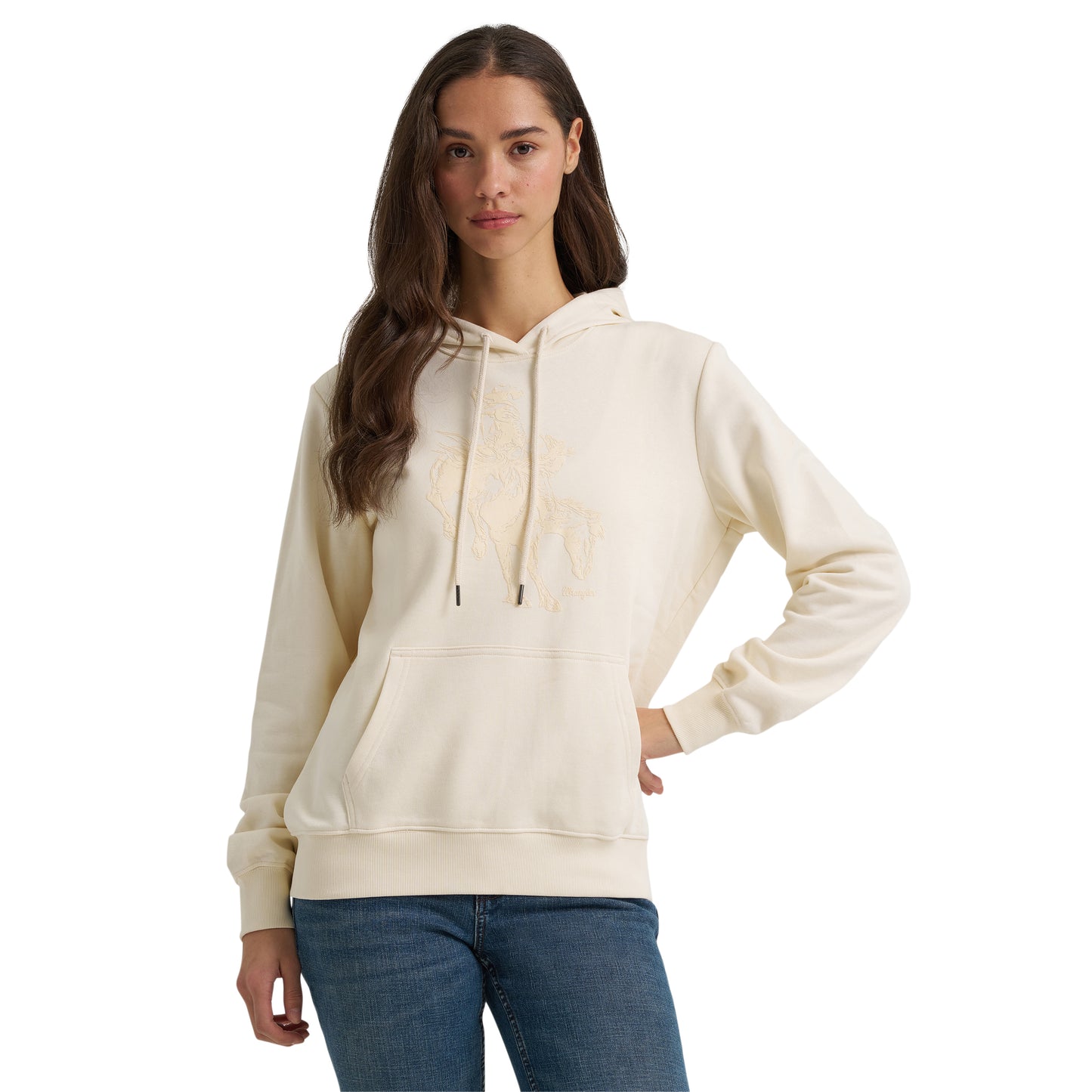 Wrangler Ladies Western Antique White Pullover Hoodie 112383943