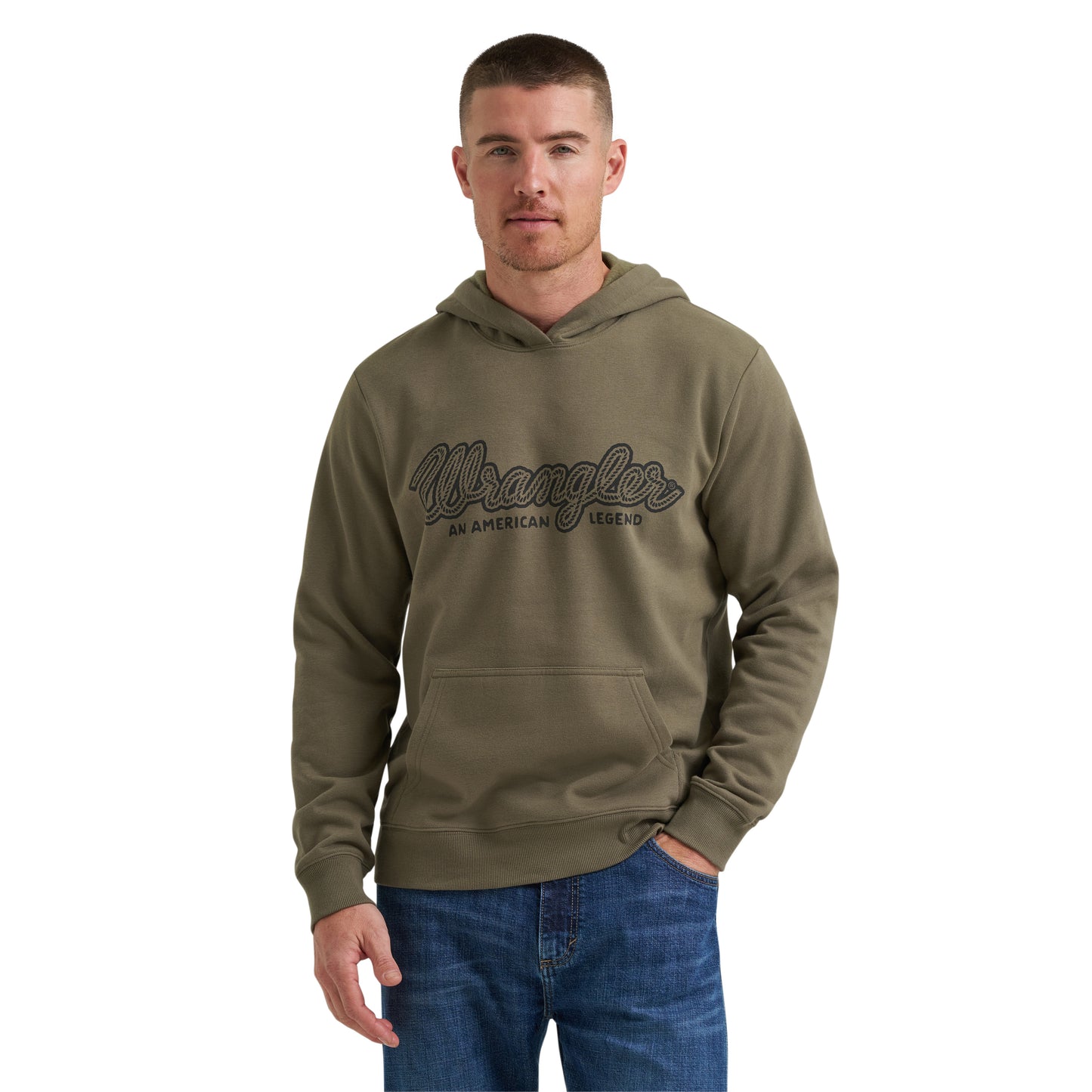 Wrangler Men's Western Dusty Olive Ledge Pullover Hoodie 112383996