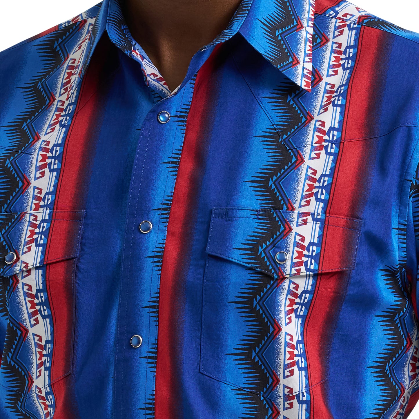 Wrangler Men's Checotah Western Classic Fit Blue Button Down 112384295