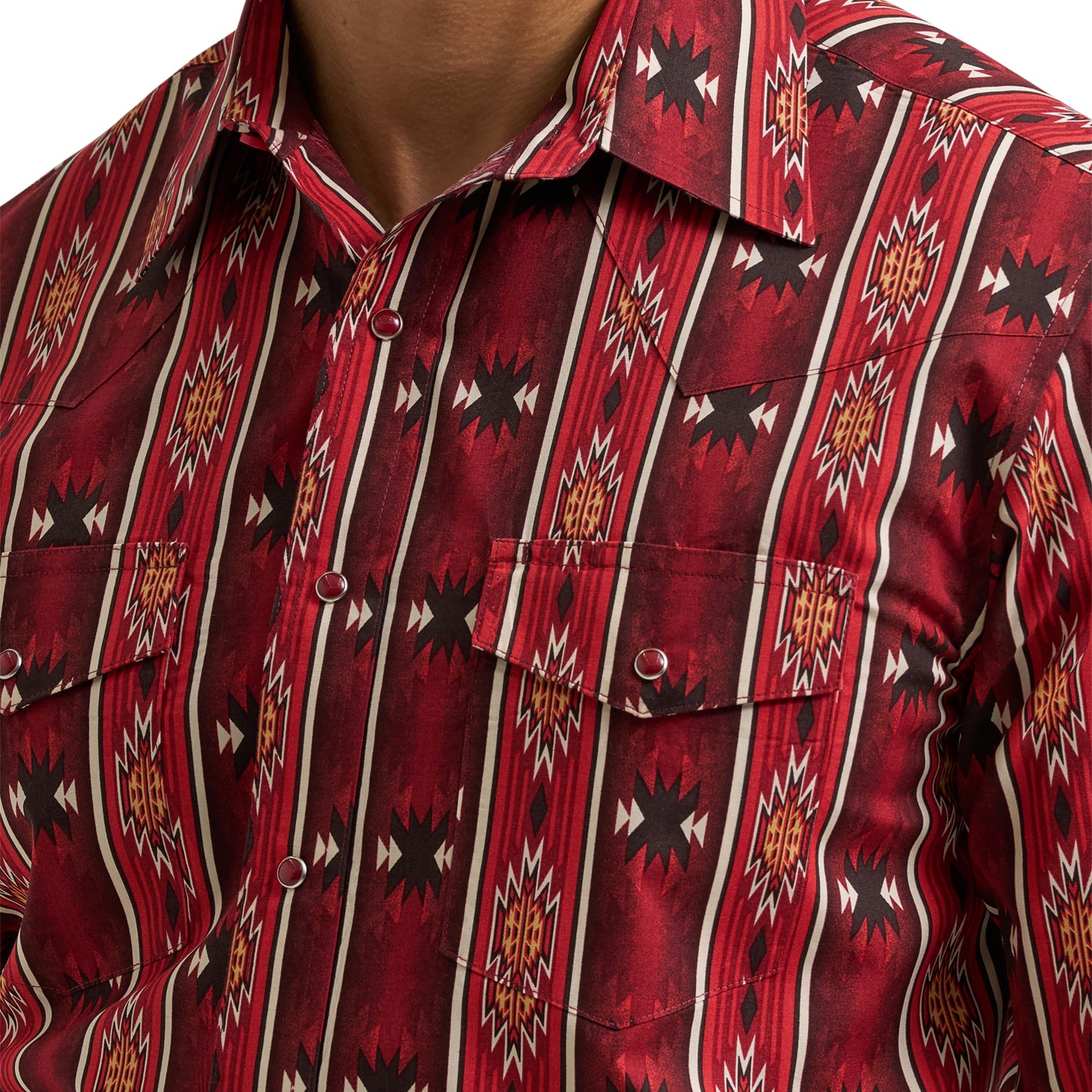 Wrangler Men's Checotah Western Classic Fit Red Button Down 112384296