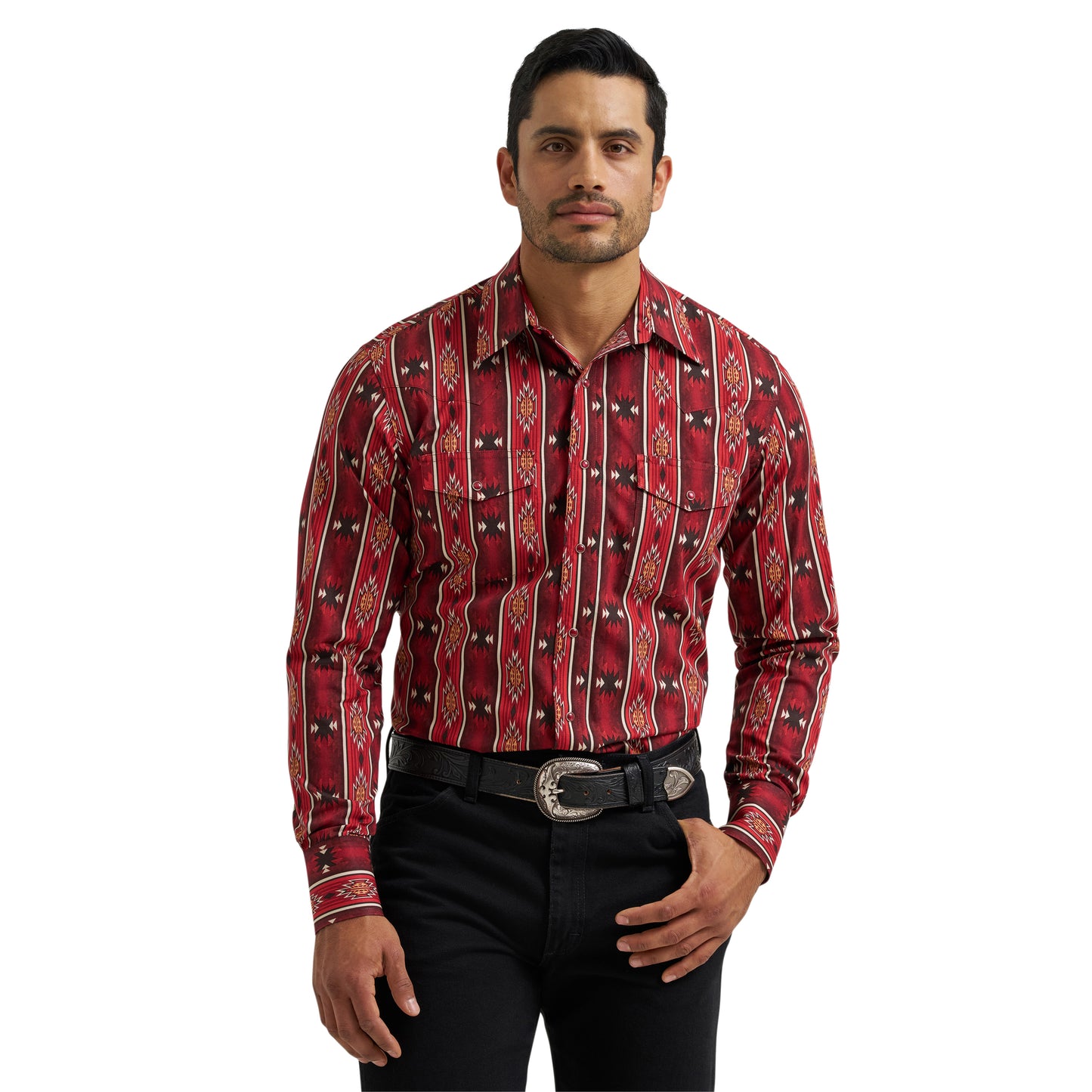 Wrangler Men's Checotah Western Classic Fit Red Button Down 112384296