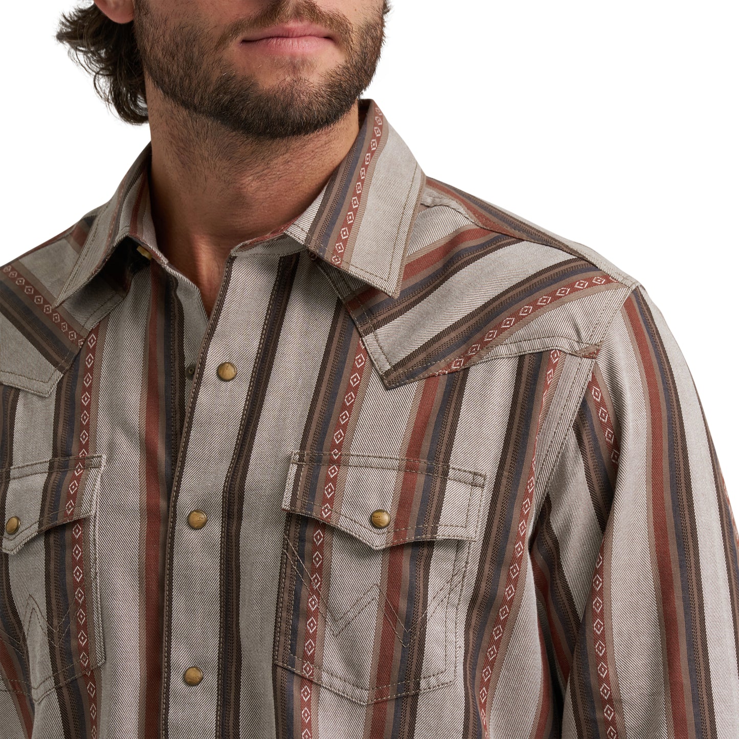 Wrangler Retro® Men's Western Premium Brown Multi Snap Shirt 112384768