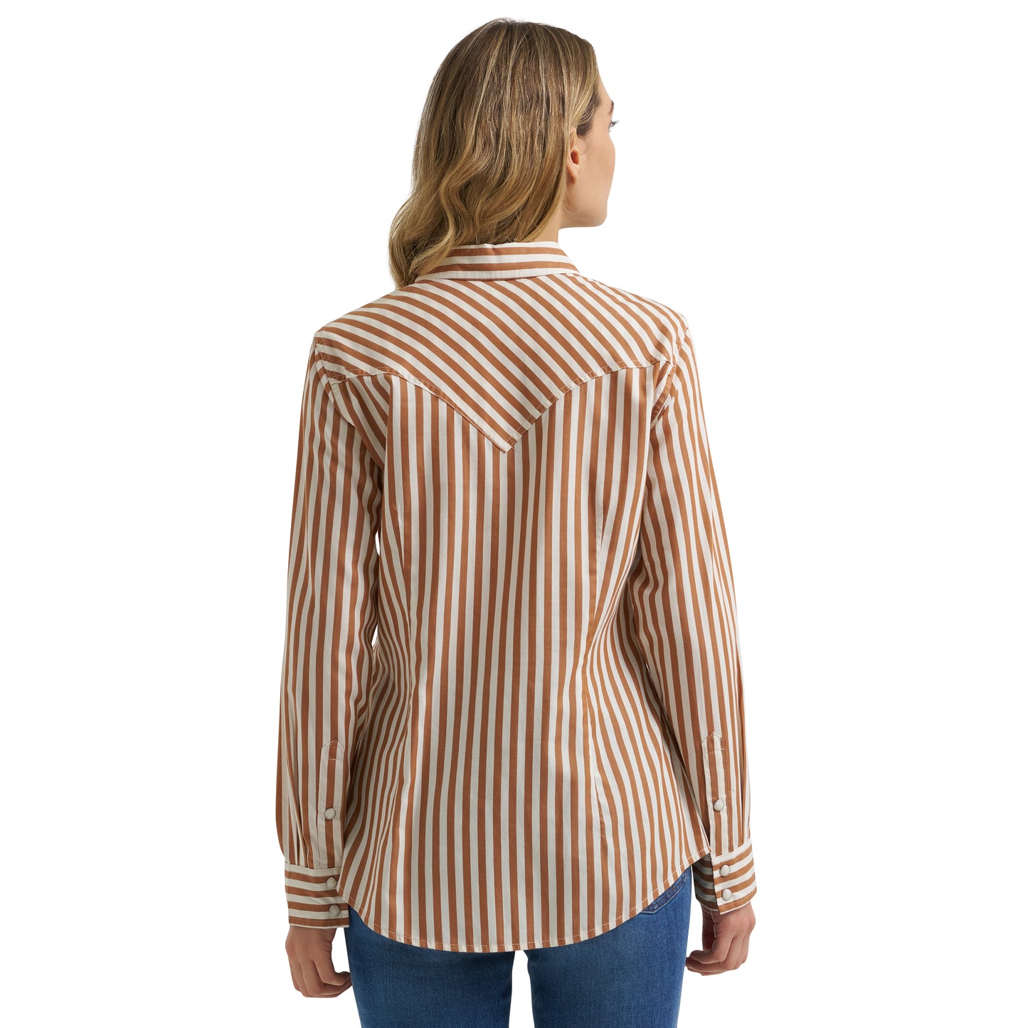 Wrangler Ladies Retro® Western Dress Brown Striped Snap Shirt 112385311