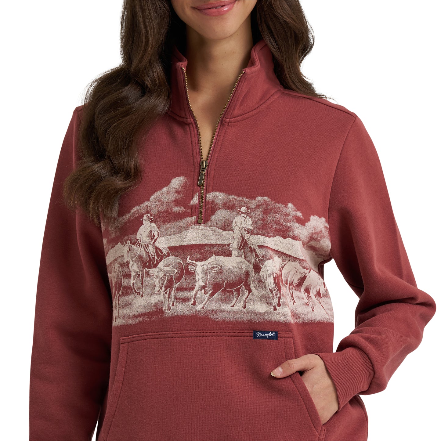 Wrangler Ladies Retro® Americana Rose 1/4 Zip Sweatshirt 112385419