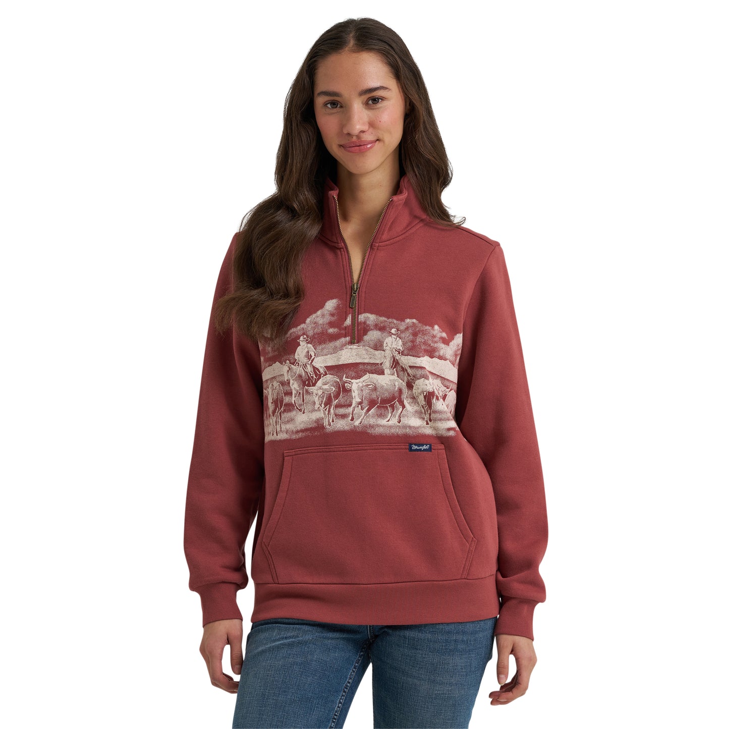 Wrangler Ladies Retro® Americana Rose 1/4 Zip Sweatshirt 112385419