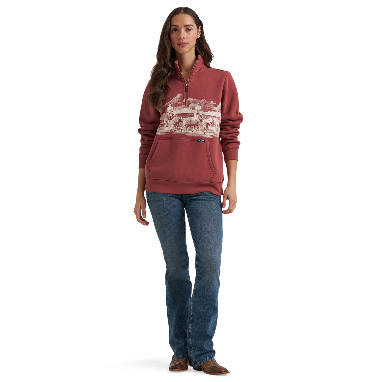 Wrangler Ladies Retro® Americana Rose 1/4 Zip Sweatshirt 112385419