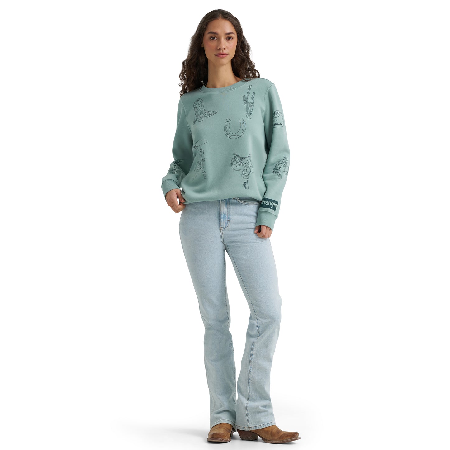 Wrangler Ladies Retro® Punchy Blue Fleece Sweatshirt 112385485