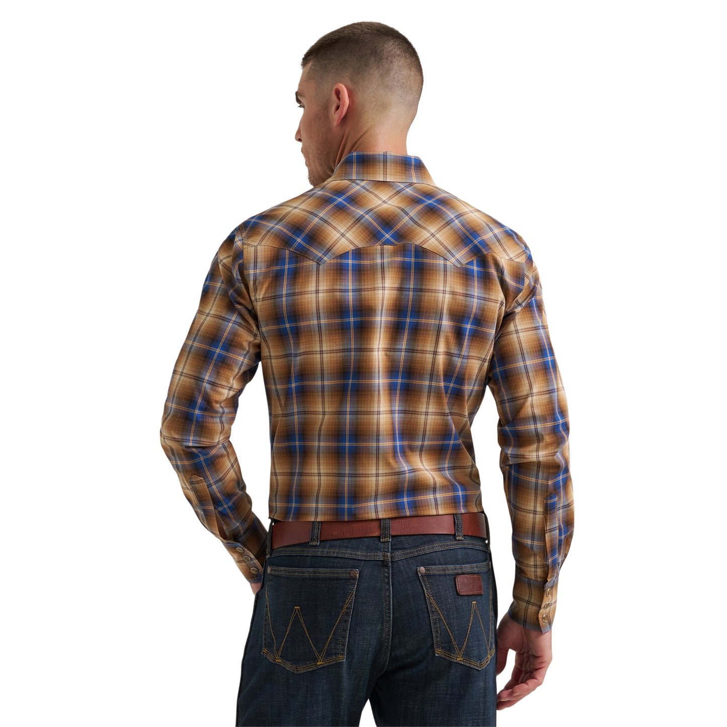 Wrangler Men's Retro® Brown Plaid Print Snap Shirt 112385596
