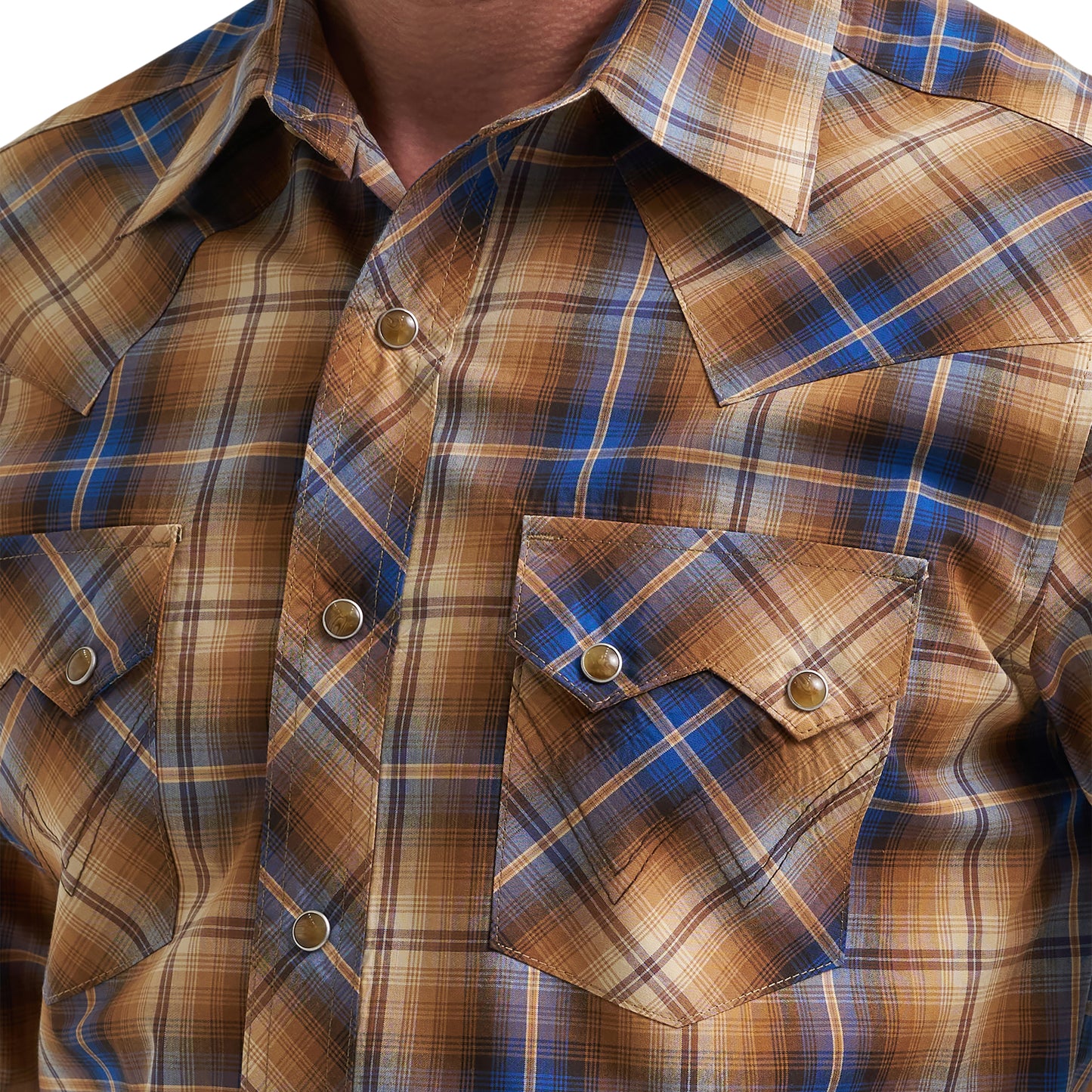 Wrangler Men's Retro® Brown Plaid Print Snap Shirt 112385596