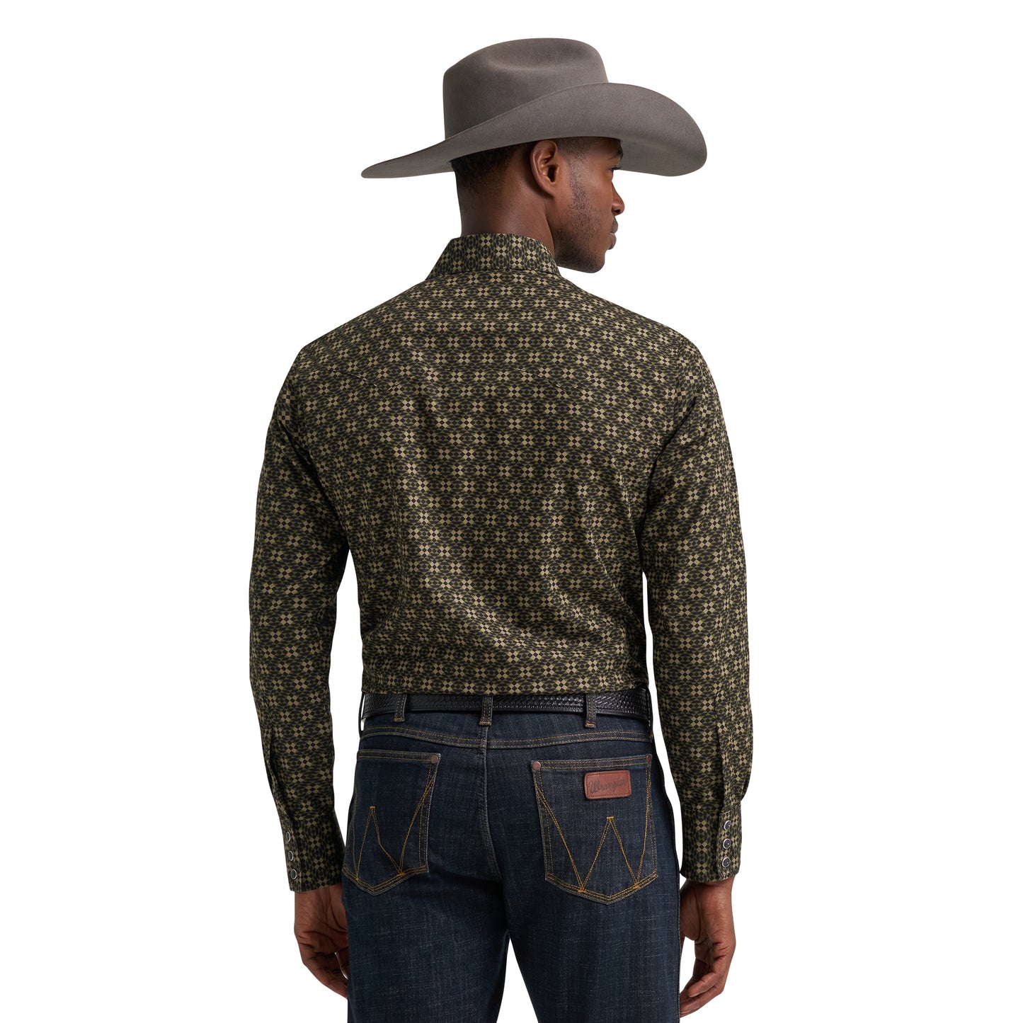 Wrangler Men's Retro® Black & Brown Geo Print Snap Shirt 112385601