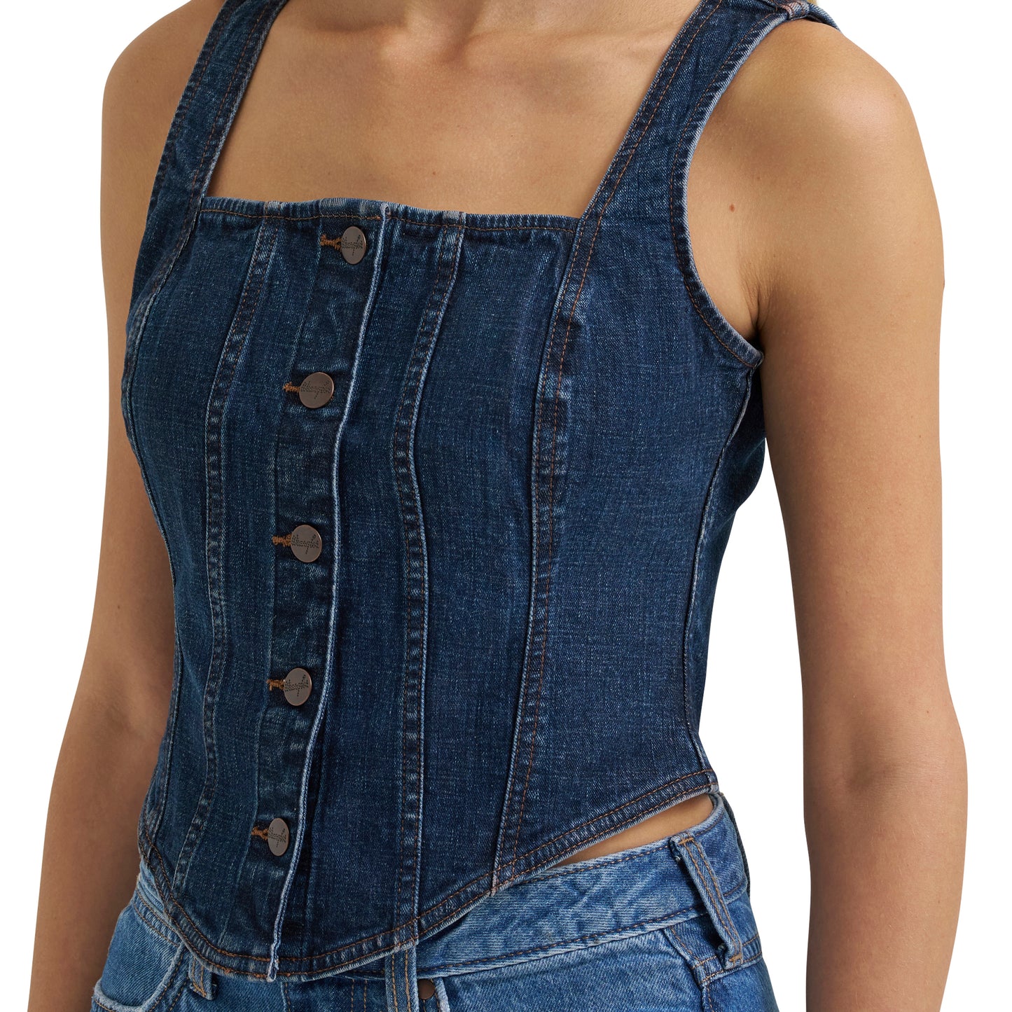 Wrangler Ladies Retro® Americana Dark Denim Bustier Vest 112385709