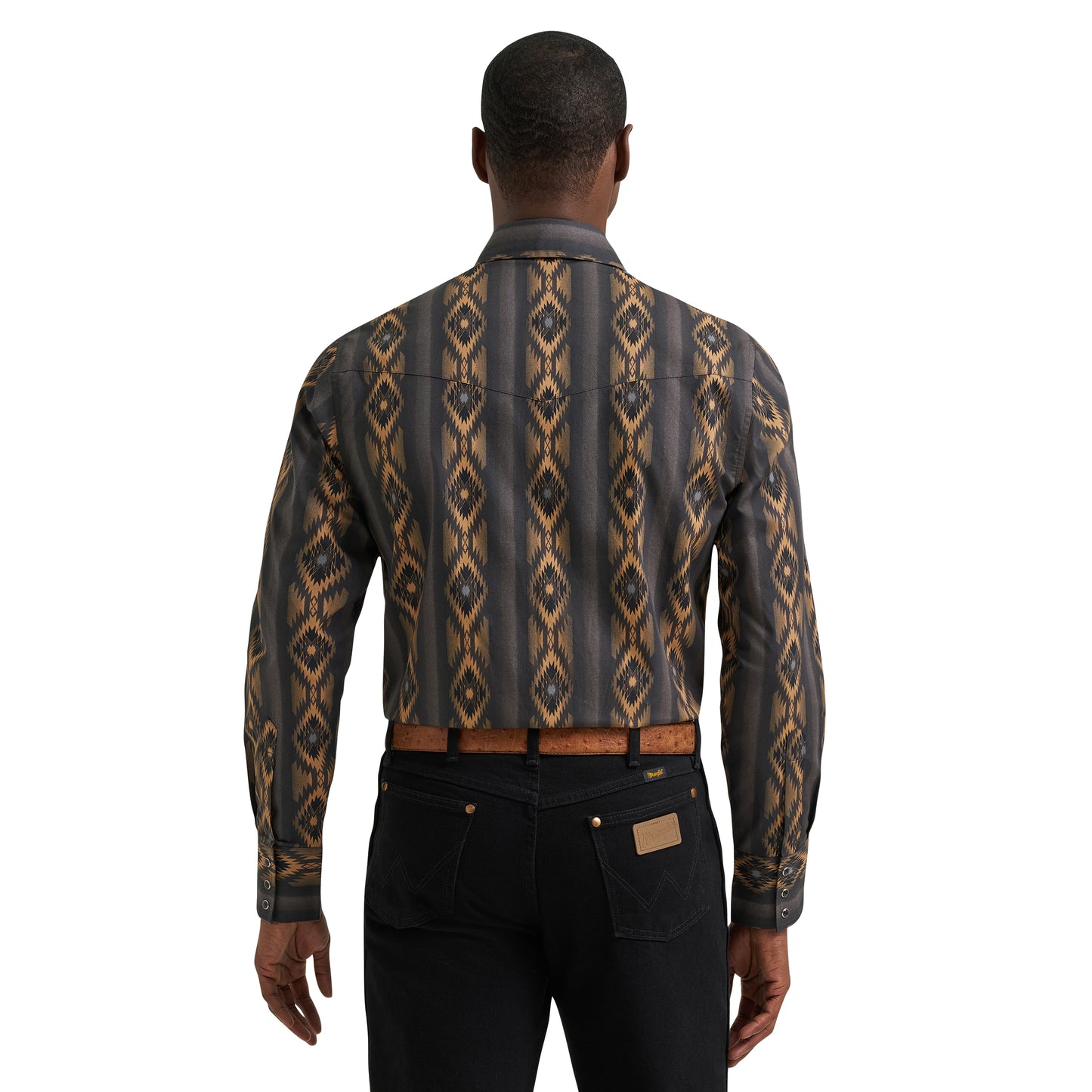 Wrangler Men's Checotah® Dress Western Brown & Black Snap Shirt 112385791