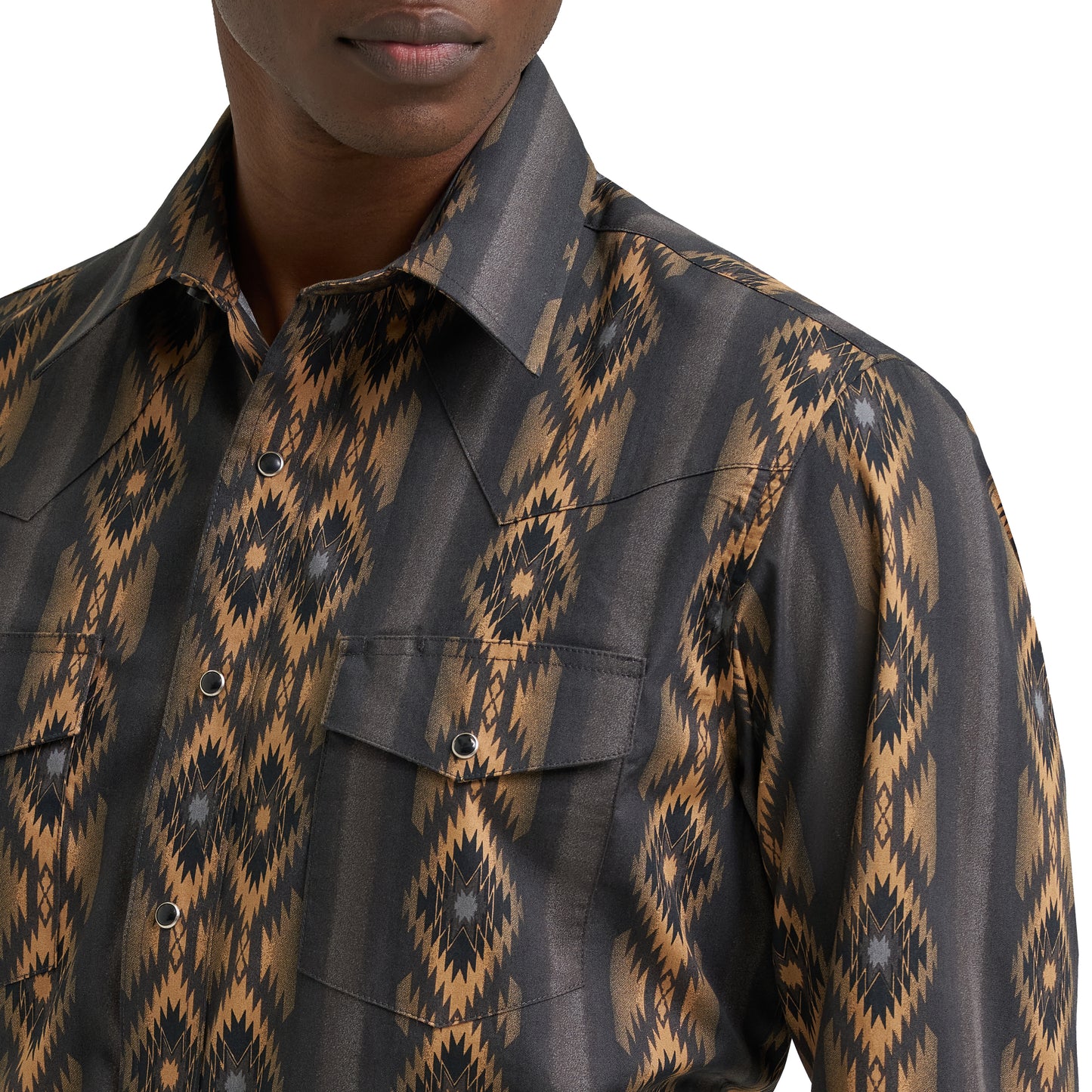 Wrangler Men's Checotah® Dress Western Brown & Black Snap Shirt 112385791