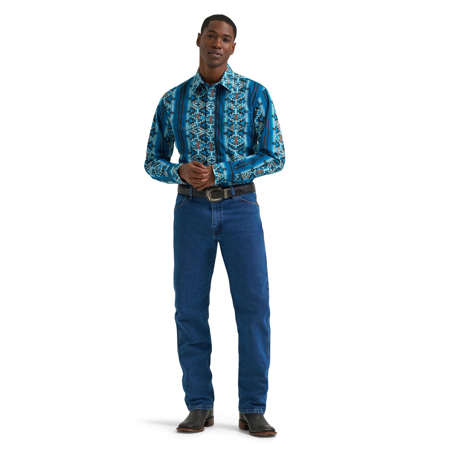 Wrangler Men's Checotah® Turquoise Classic Fit Western Snap Shirt 112385792
