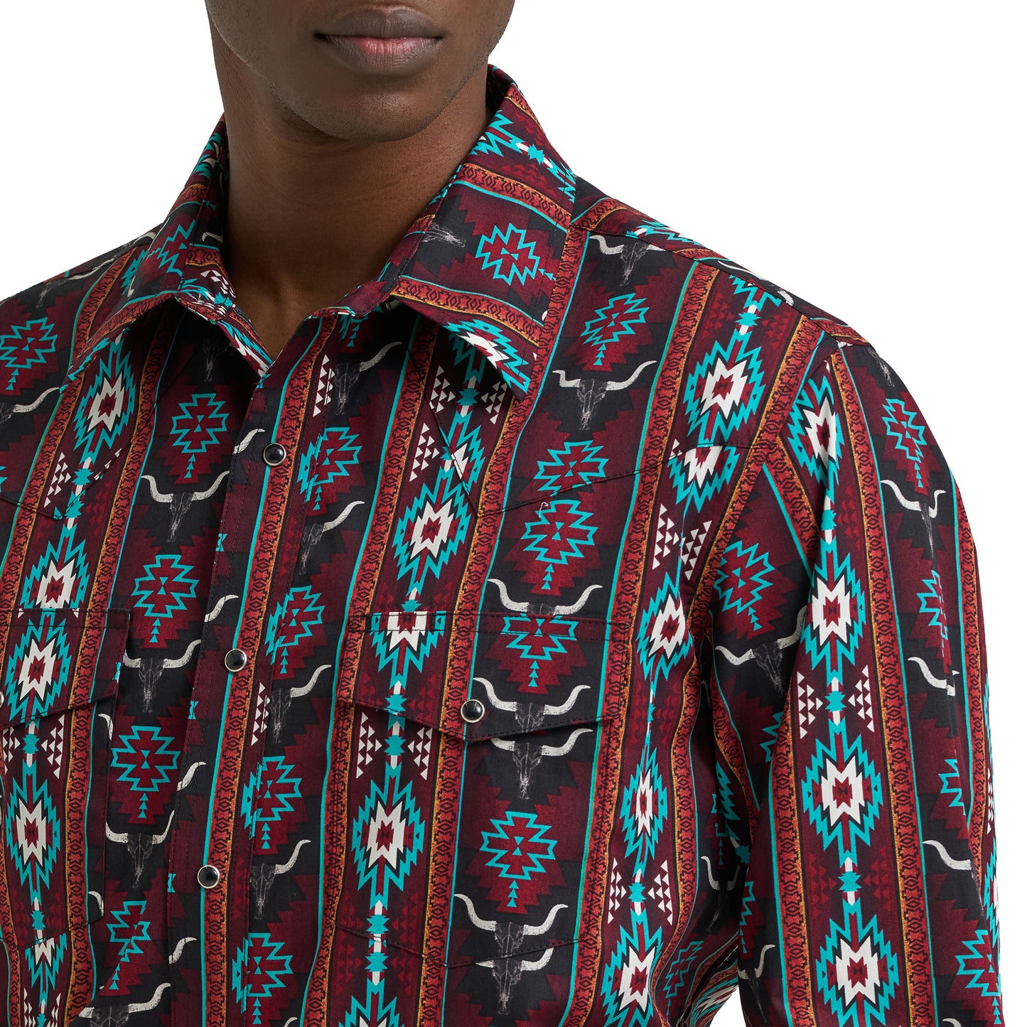 Wrangler Men's Checotah® Dress Western Red Multi Snap Shirt 112385793