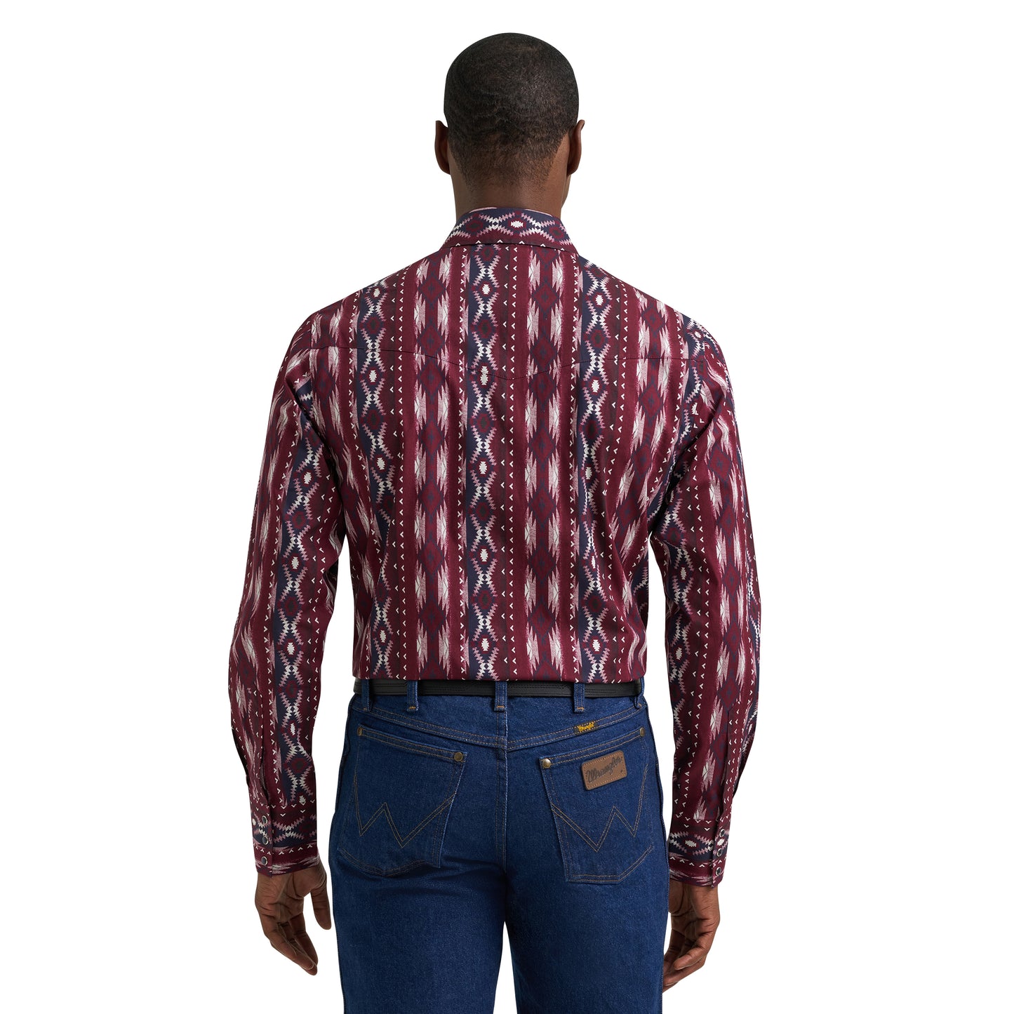 Wrangler Men's Checotah® Dress Western Burgundy Snap Shirt 112385794