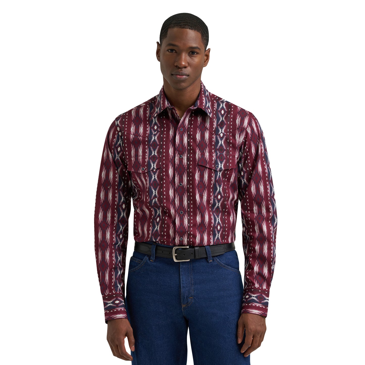 Wrangler Men's Checotah® Dress Western Burgundy Snap Shirt 112385794