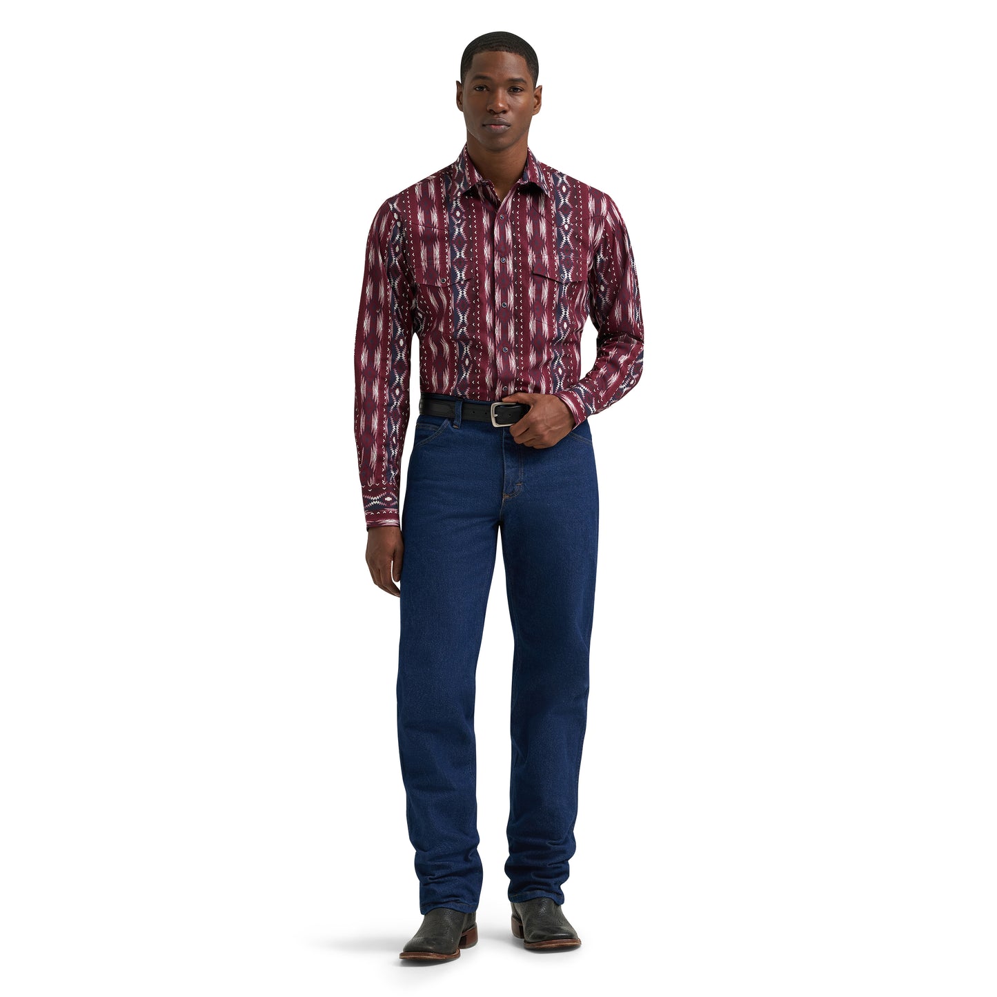 Wrangler Men's Checotah® Dress Western Burgundy Snap Shirt 112385794