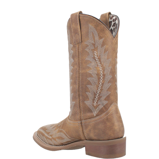 Laredo Ladies Cheyenne Off White & Tan Leather Boots 5717