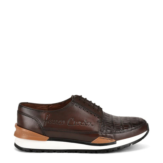 Cuadra Men's Alligator Brown Leather Sneakers FC624
