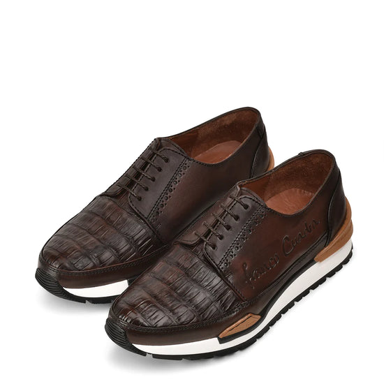 Cuadra Men's Alligator Brown Leather Sneakers FC624