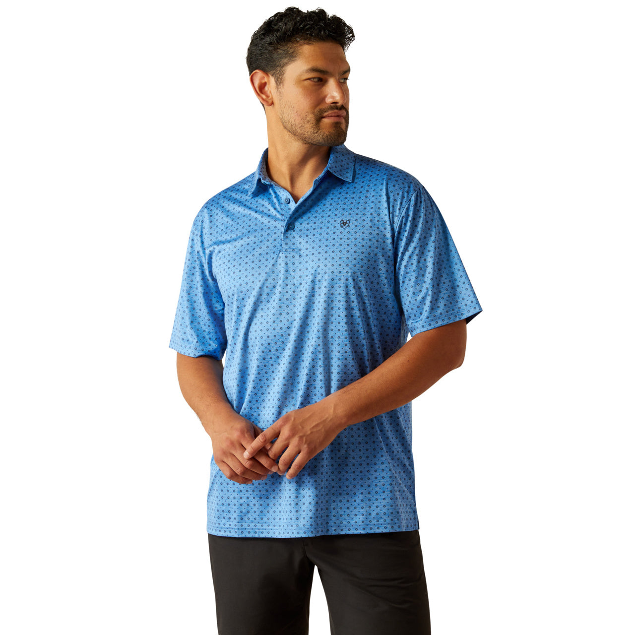 Ariat Men's Charger 2.0 Classic Blue Printed Polo Shirt 10058848