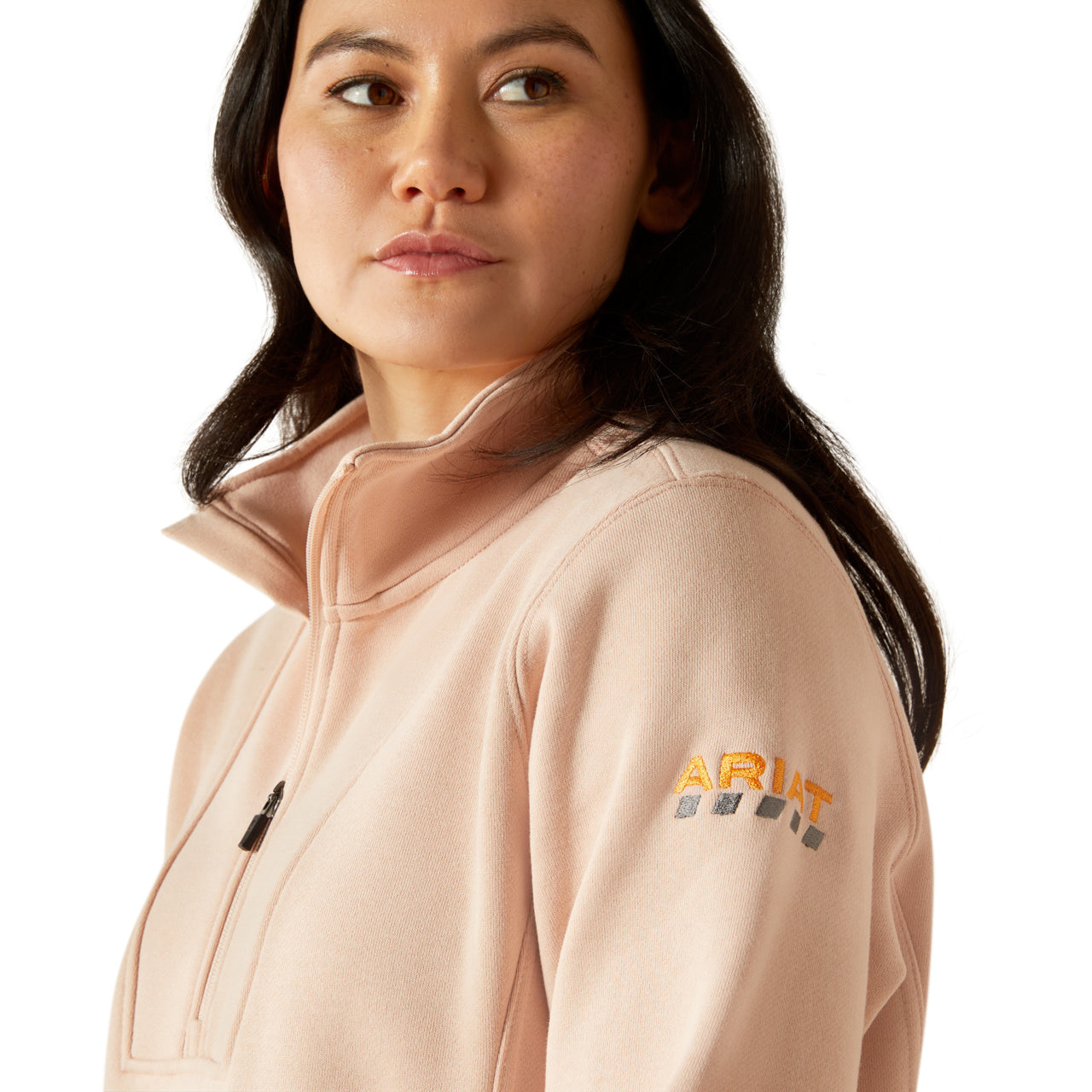 Ariat Ladies Rebar Traverse Funnel Neck Cameo Rose Sweatshirt 10062330