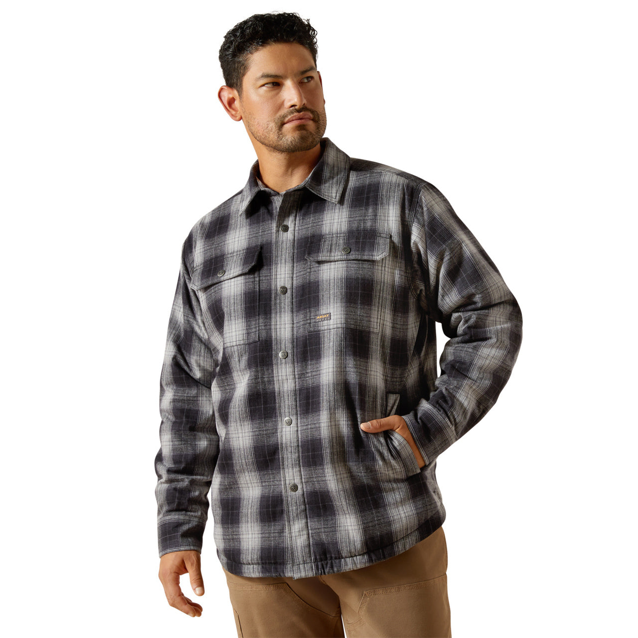 Ariat Men's Rebar Flannel Insulated Black Shirt Jacket 10062721