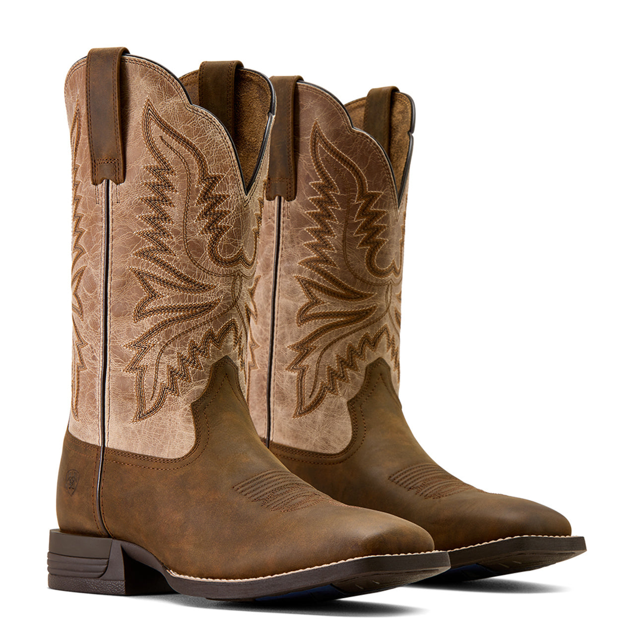 Ariat Men's Brush Creek Embroidered Aged Tan Western Boot 10074181