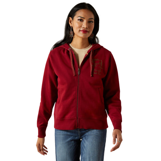 Ariat Ladies Stitched Full Zip Biking Red Hoodie 10062398