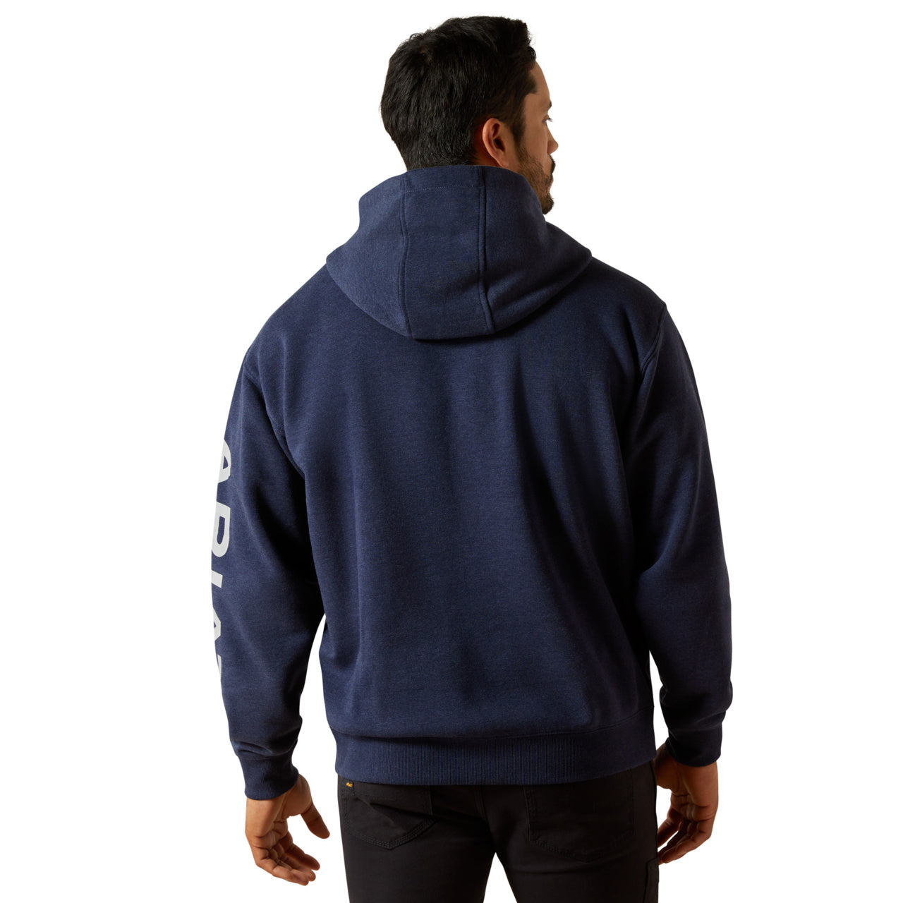 Ariat Men's Rebar Lightweight Navy Heather Logo Hoodie 10062708
