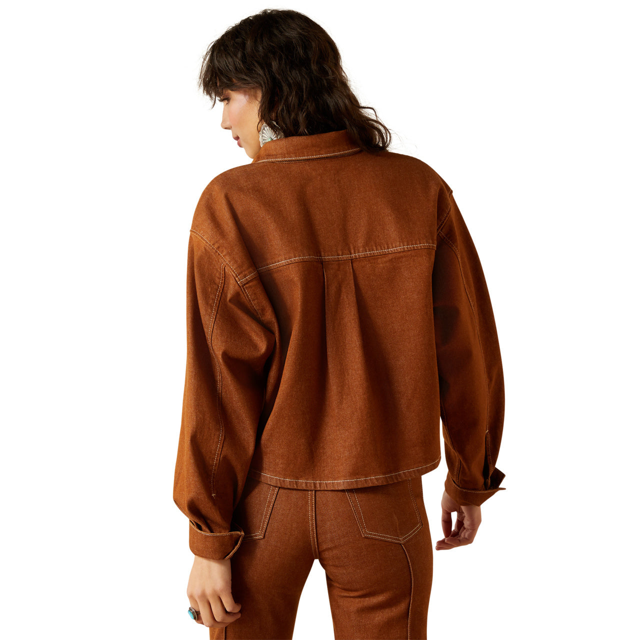 Ariat Ladies Boxy Cropped Pecan Brown Denim Jacket 10063166
