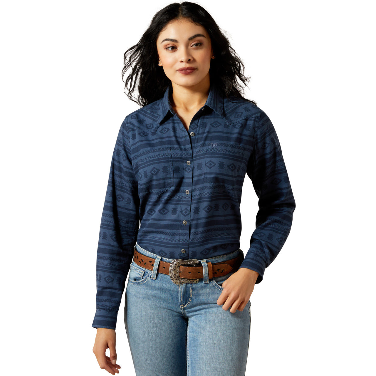 Ariat Ladies REAL Billie Jean Vintage Indigo Southwest Shirt 10065837