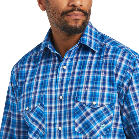 Ariat Men's Pro Series Mason Brilliant Blue Snap Button Down Shirt 10040773