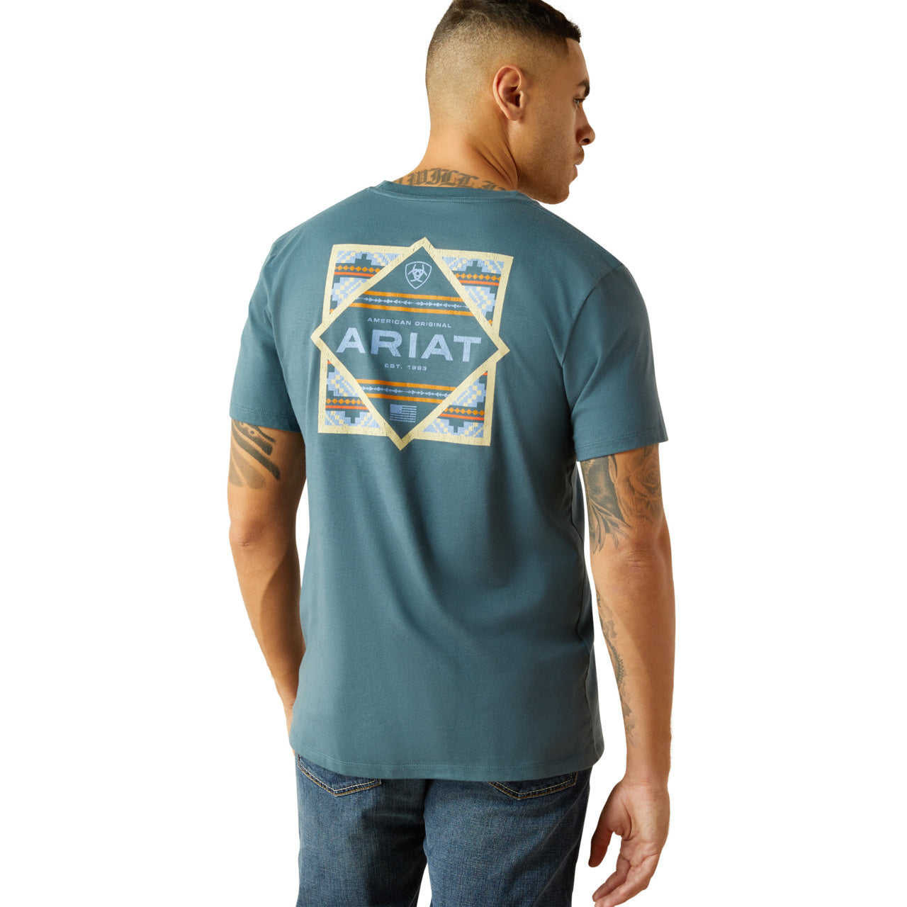 Ariat Men's Puebla Serape Lagoon Green T-Shirt 10058897
