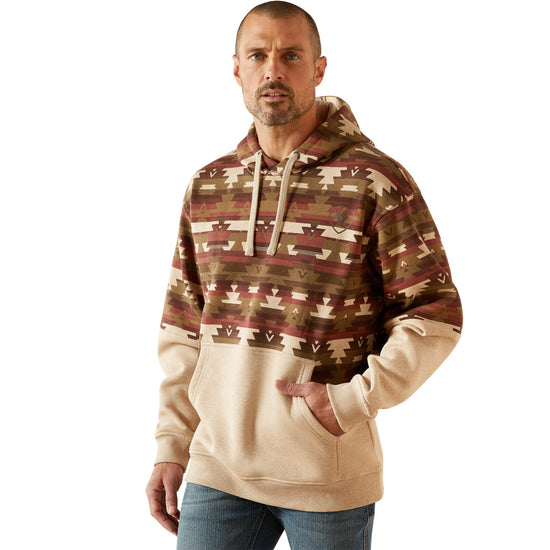 Ariat Men's Color Block Oatmeal Southwest Hoodie 10062906
