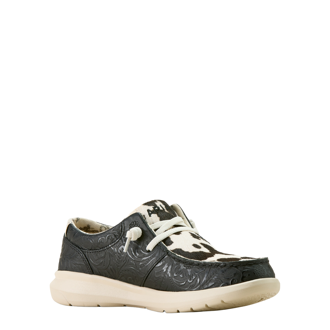 Ariat Ladies Floral Embossed & Hairon Black Hilo Slip On Shoe 10063882